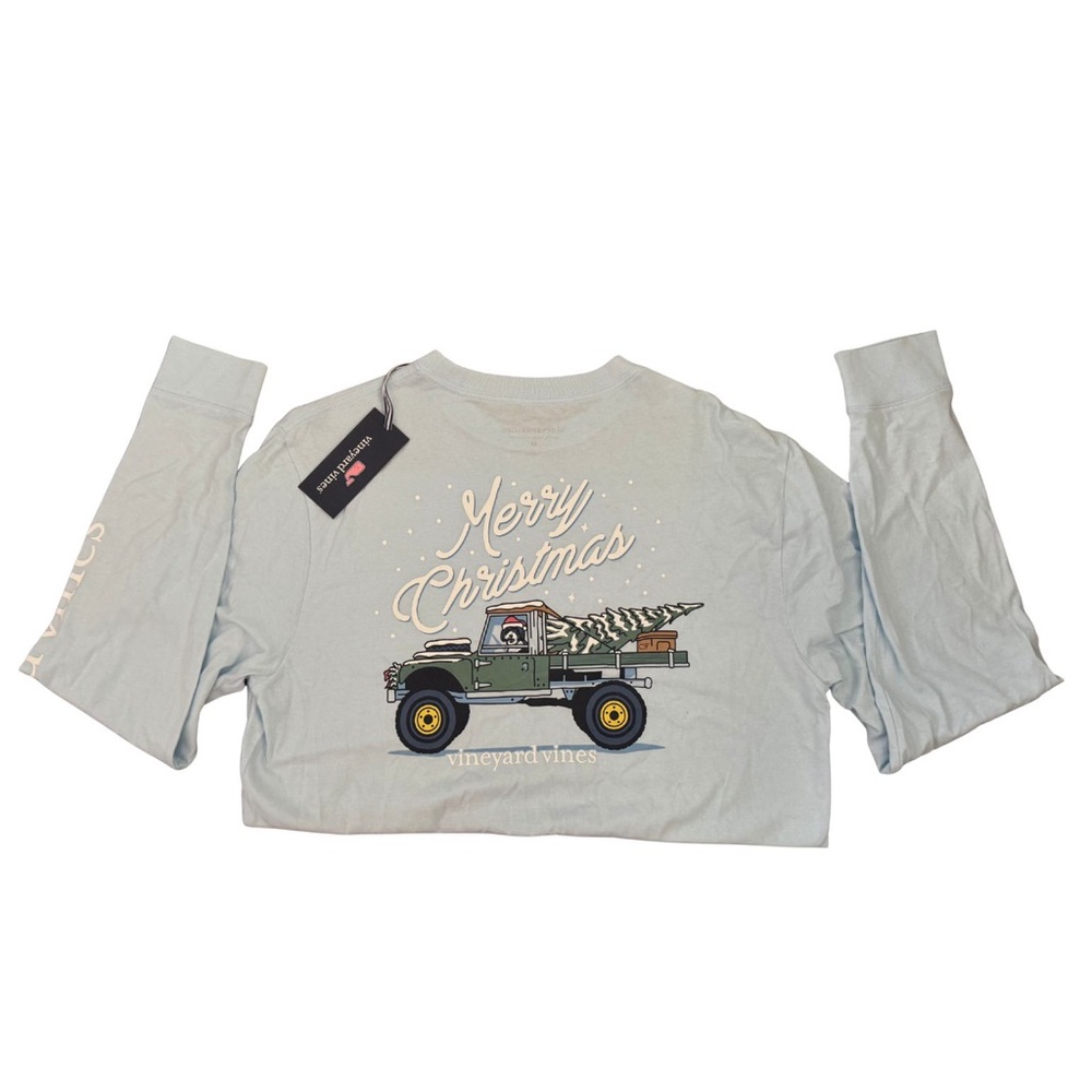 Vineyard Vines Merry Christmas Long Sleeve Tee - Light Blue